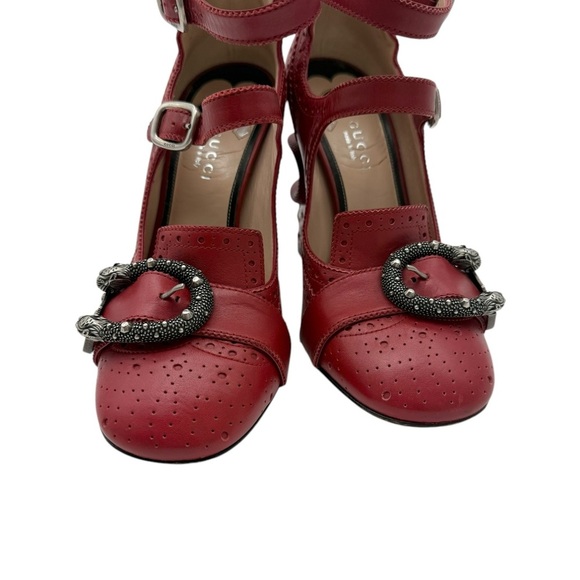 Gucci Queercore Brogue red embellished heels 37.5 - Picture 7 of 12